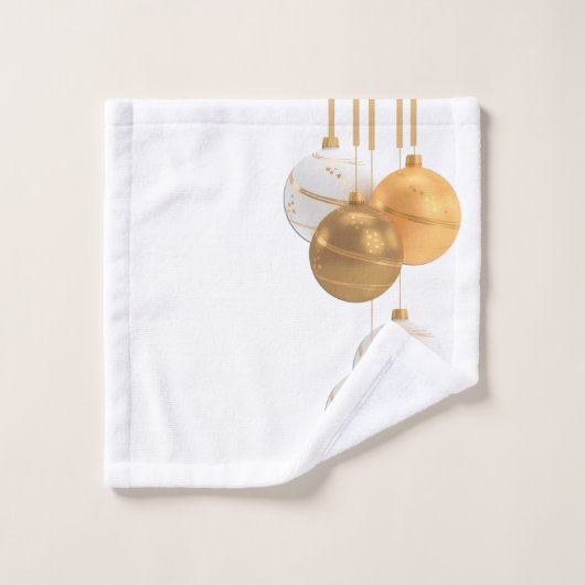 Gold and White Christmas Balls Custom Text Bad Handdoek (Wasdoekje)
