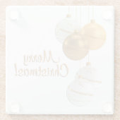 Gold and White Christmas Balls Custom Text Glazen Onderzetter (Achterkant)