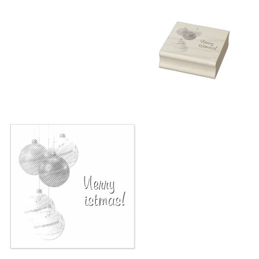 Gold and White Christmas Balls Custom Text Rubberstempel (Gestempeld)