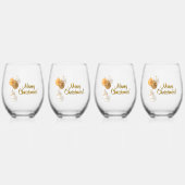 Gold and White Christmas Balls Custom Text Wijnglas Zonder Voet (Voorkant)