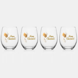 Gold and White Christmas Balls Custom Text Wijnglas Zonder Voet