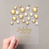 Gold and White Christmas Tree Ornaments Acryl Uitnodigingen (Insitu (Draagbaar))