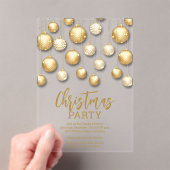 Gold and White Christmas Tree Ornaments Acryl Uitnodigingen (Insitu (Draagbaar))