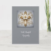 Gold And White Cross Sympathy Kaart (Voorkant)