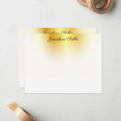 Gold and White Elegant Calligraded Script Text Notitiekaartje (Voorkant / Achterkant in situ)