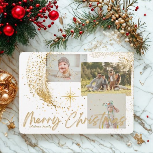 Gold and White Elegant Greeting Christmas Card Feestdagenkaart