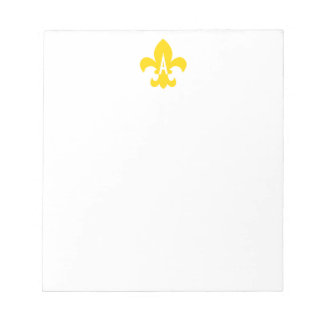 Gold and White Fleur de Lis Monogram Notitieblok