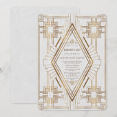 Gold and White Great Gatsby Bachelorette Party Kaart (Voorkant / Achterkant)
