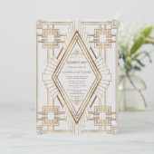 Gold and White Great Gatsby Bachelorette Party Kaart (Staand voorkant)