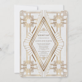 Gold and White Great Gatsby Bachelorette Party Kaart
