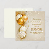 Gold and White Ornaments Holiday Invitation Kaart (Voorkant / Achterkant)