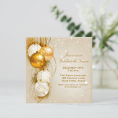 Gold and White Ornaments Holiday Invitation Kaart (Staand voorkant)