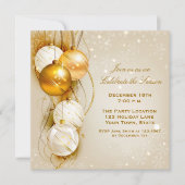 Gold and White Ornaments Holiday Invitation Kaart (Voorkant)