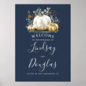 Gold and White Pumpkins Fall Wedding Welcome Sign Poster (Voorkant)
