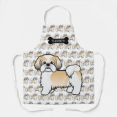 Gold and White Shih Tzu Cartoon Dog & Name Schort (Voorkant)