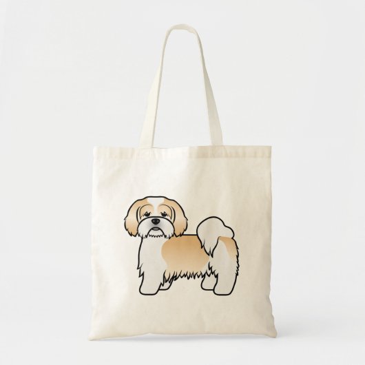 Gold and White Yellow Lhasa Apso cartoon Dog Tote Bag (Voorkant)