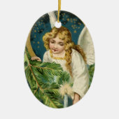 Gold Angel - kerstnacht  feestdag - Aangepast Keramisch Ornament (Voorkant)