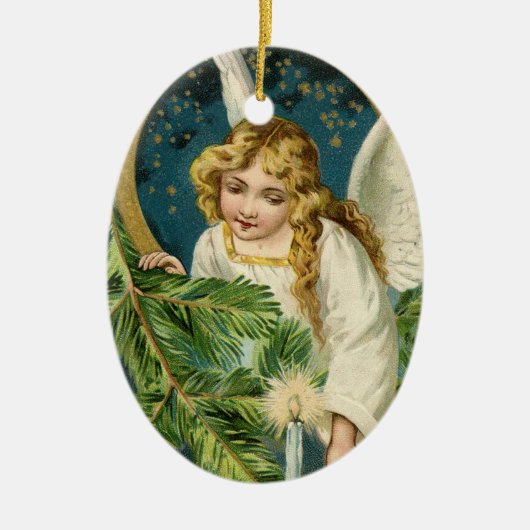 Gold Angel - kerstnacht  feestdag - Aangepast Keramisch Ornament (Voorkant)