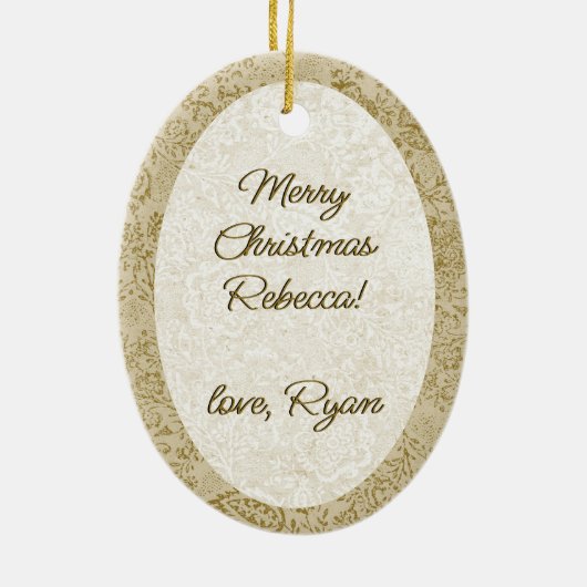 Gold Angel - kerstnacht  feestdag - Aangepast Keramisch Ornament (Achterkant)