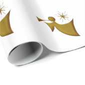 Gold Angel op witte kerstverpakking Cadeaupapier (Rol Hoek)
