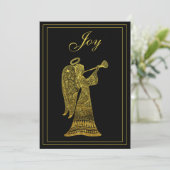 Gold Angel op zwarte kerst Feestdagenkaart (Staand voorkant)