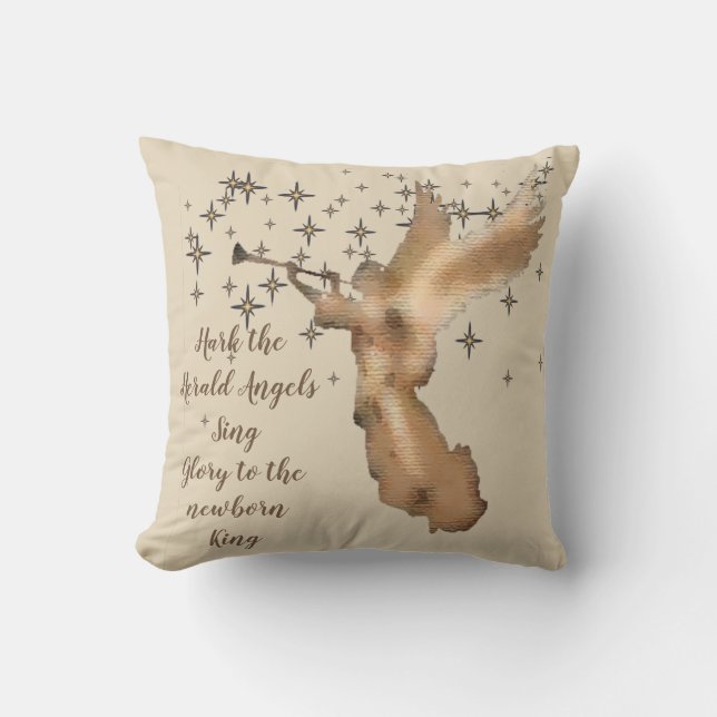 Gold Angel Stars-kerstcitaat Kussen (Voorkant)