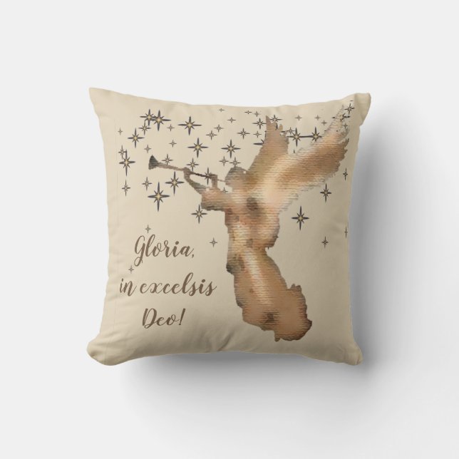 Gold Angel Stars-kerstkarolcitaat Kussen (Voorkant)