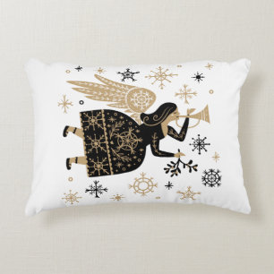 Gold Angel Stars Kerstkerst Carol Folkart Accent Kussen
