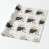 Gold Angel Stars Kerstkerst Carol Folkart Cadeaupapier (Uitgerold)