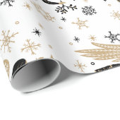 Gold Angel Stars Kerstkerst Carol Folkart Cadeaupapier (Rol Hoek)