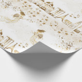 Gold Angel Village Star Dust Gift Wrapping Paper Cadeaupapier (Hoek)