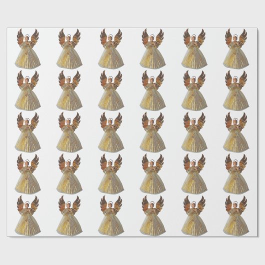 Gold Angel White Wrapping Paper Cadeaupapier (Vlak)
