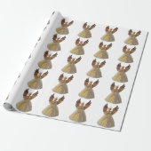 Gold Angel White Wrapping Paper Cadeaupapier (Uitgerold)