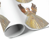 Gold Angel White Wrapping Paper Cadeaupapier (Rol Hoek)