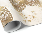 Gold Angel Wings & Stars Gift Wrap Paper Cadeaupapier (Rol Hoek)