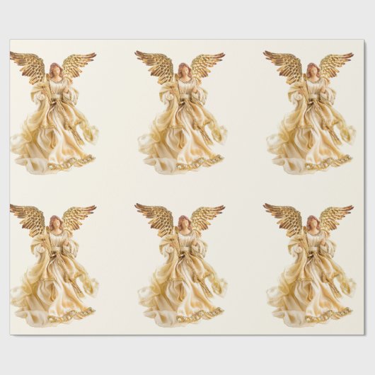Gold Angel Wrapping Paper Cadeaupapier (Vlak)
