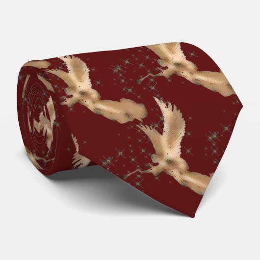 Gold Angels Trompet Kerststerren Hemel Stropdas (Opgerold)