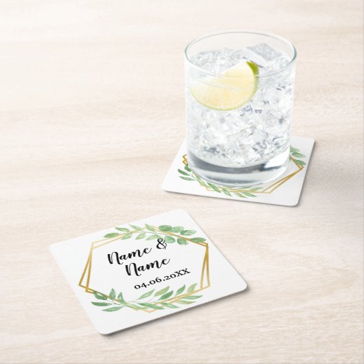 Gold Angular Lijst Leaves Onderzetters Wedparty (Insitu)