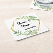 Gold Angular Lijst Leaves Onderzetters Wedparty (Schuin)