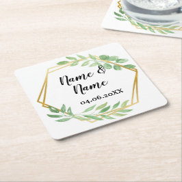 Gold Angular Lijst Leaves Onderzetters Wedparty