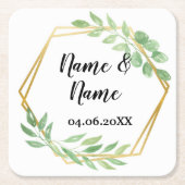 Gold Angular Lijst Leaves Onderzetters Wedparty (Voorkant)