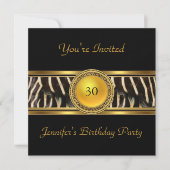 Gold Animal Wild Invite 30th Birthday Party 4 Kaart (Voorkant)