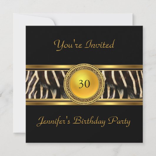 Gold Animal Wild Invite 30th Birthday Party 4 Kaart