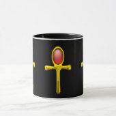 GOLD ANKH, RED TALISMAN EGYPTIAN JEWEL Black Mok (Midden)