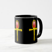 GOLD ANKH, RED TALISMAN EGYPTIAN JEWEL Black Mok (Voorkant rechts)