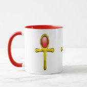 GOLD ANKH, RED TALISMAN EGYPTIAN JEWEL White Mok (Links)