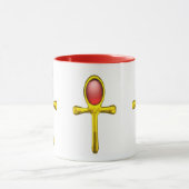 GOLD ANKH, RED TALISMAN EGYPTIAN JEWEL White Mok (Midden)