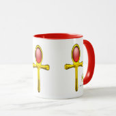 GOLD ANKH, RED TALISMAN EGYPTIAN JEWEL White Mok (Voorkant rechts)