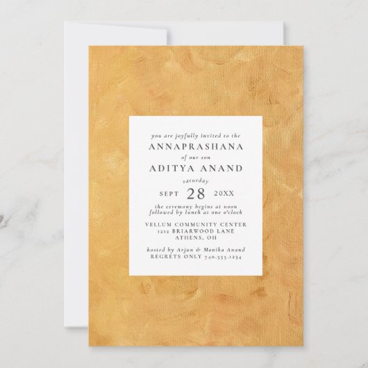 Gold Annaprashana First Rice Ceremony Kaart (Voorkant)