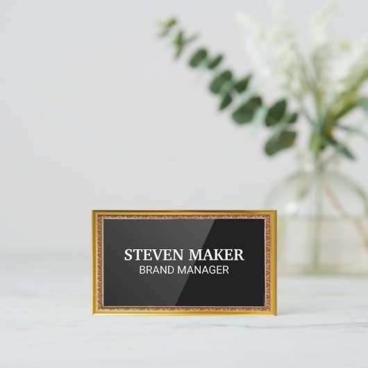 Gold Antiek Border | Achtergrond zwart-wit Visitekaartje (Staand voorkant)